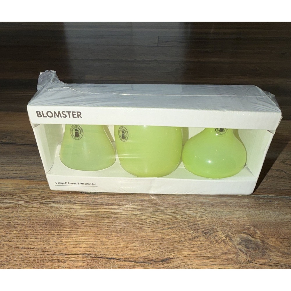 New Ikea Blomster Green Glass Bud Vases Set of 3 Solid Decorative Freestanding